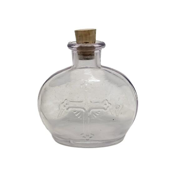 Vintage Rare Holy Water Bottle Amethyst (Purple) Embossed with Cross - Picture 2 of 9
